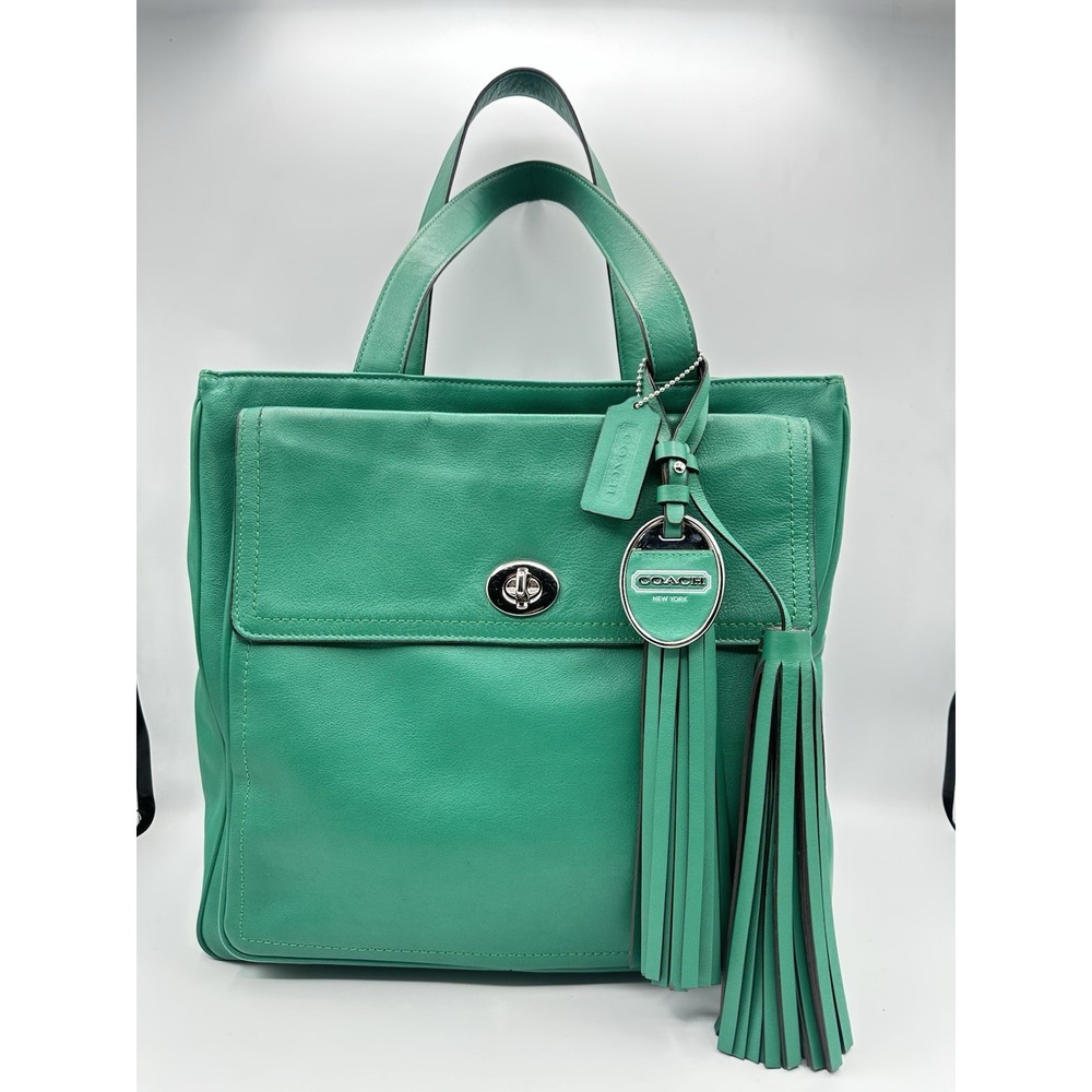 Coach Legacy American Icons Pocket Tote Emerald Green Leather 19982 Large